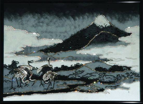 Картина Swarovski "Пейзаж с журавлями" P-013