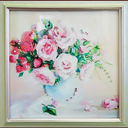 Картина Swarovski "Чайные розы" 1700-gf