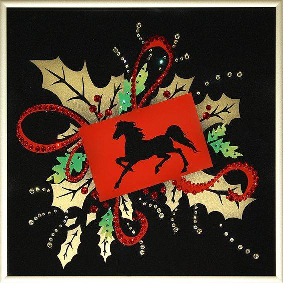 Картина Swarovski "Новогодняя открытка Год лошади" G-065