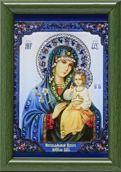 Икона Божией Матери Swarovski "Неувядаемый цвет" малая 1615-gf