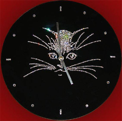 Настенные часы Swarovski "Кошка" CHS-103