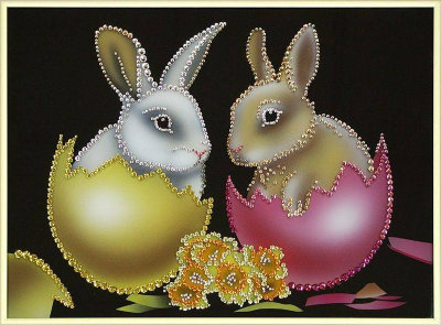 Картина Swarovski "Пасхальные кролики" P-065