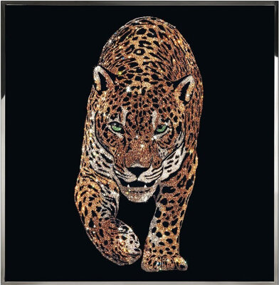 Картина Swarovski "Золотой ягуар" zolotoy-yaguar-gf