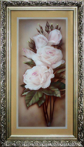Картина Swarovski "Белая роза" (в багете) KS-114-2