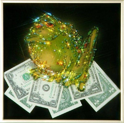 Картина Swarovski "Жаба с долларами" J-009