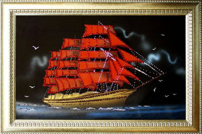 Картина Swarovski "Алые паруса" (в багете) KS-078