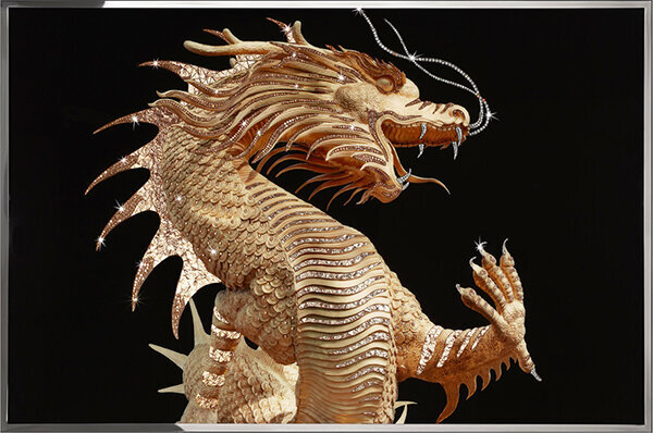 Картина Swarovski "Золотой китайский дракон" zolotoy-kitayskiy-drakon-gf
