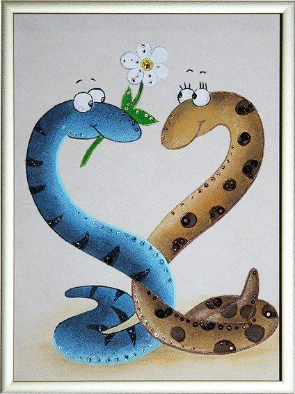 Картина Swarovski "Новогодние влюбленные змейки" Z-111