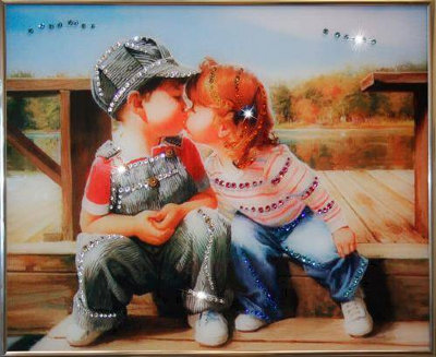 Картина Swarovski "Детский поцелуй" D-319-gf