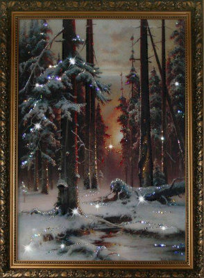 Картина Swarovski "Зимний закат в еловом лесу" Z-306-gf