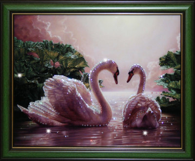 Картина Swarovski "Влюбленные лебеди" 1439-gf