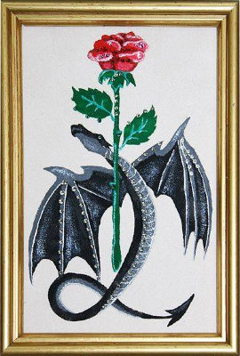 Картина Swarovski "Дракон с розой" D-053