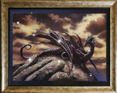 Картина Swarovski "Черный дракон" H-300-gf