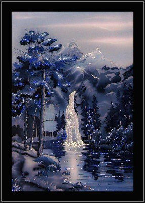 Картина Swarovski "Водопад в ночи" V-033