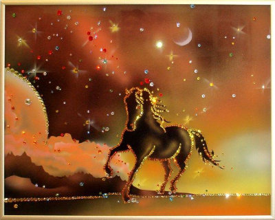 Картина Swarovski "Конь на закате" K-021