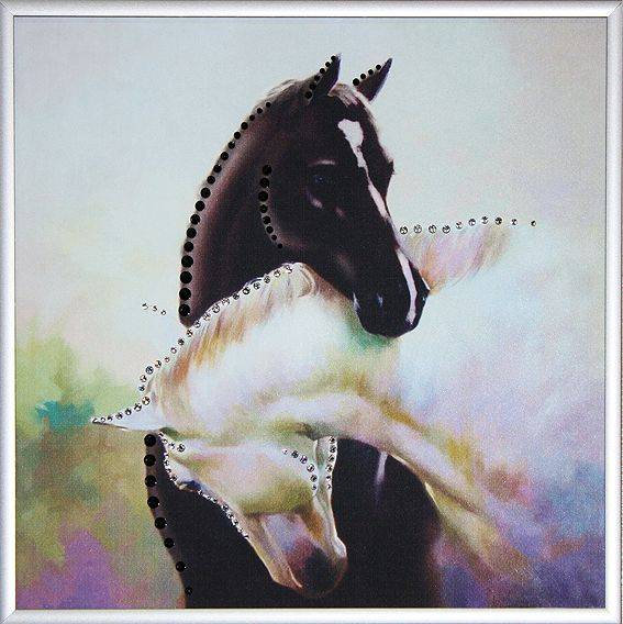 Картина Swarovski "Инь-янь в год лошади ч/б" I-080