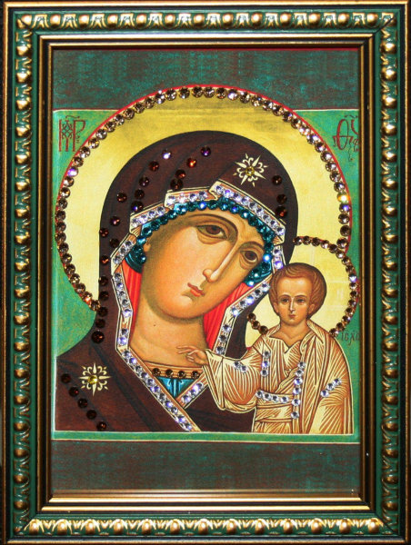 Икона Божьей Матери Swarovski "Казанская" малая 1443-gf
