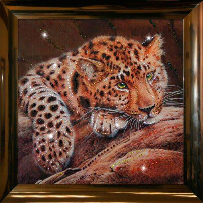 Картина Swarovski "Леопард" L-307-gf