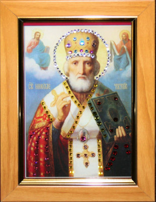 Икона Swarovski "Николай Чудотворец" малая 1445-gf