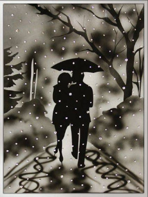 Картина Swarovski "Влюбленные под дождем" V-050