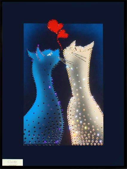 Картина Swarovski "Влюбленные котики" V-011