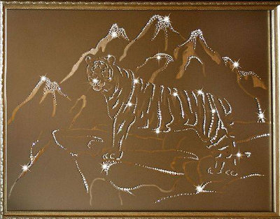 Картина Swarovski "Тигр в горах" T-308-gf