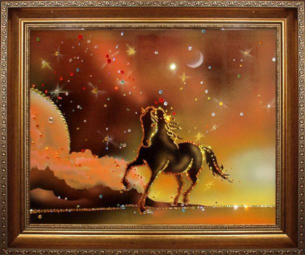 Картина Swarovski "Конь на закате" (в багете) KS-032