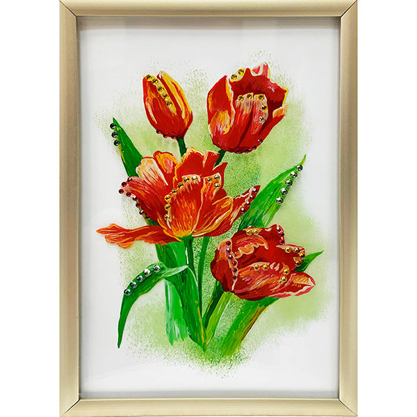 Картина Swarovski "Красные тюльпаны" 2189-gf