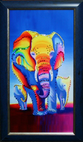 Картина Swarovski "Слоны" 1496-gf