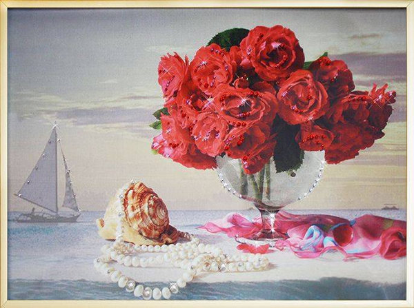 Картина Swarovski "Натюрморт с красными розами" KS-014