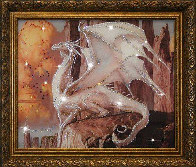 Картина Swarovski "Белый Дракон" B-309-gf
