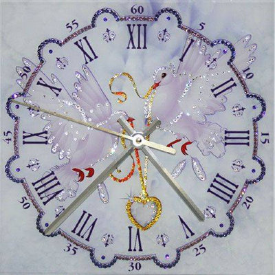 Настенные часы Swarovski "Любовь и голуби" 1648-gf