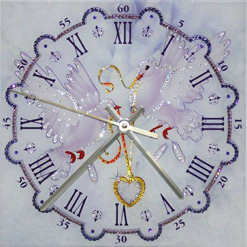 Настенные часы Swarovski "Любовь и голуби" 1648-gf