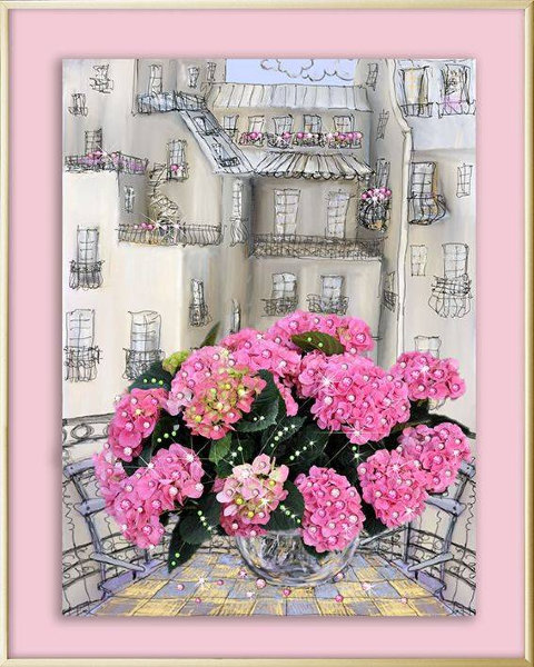 Картина Swarovski "Гортензия розовая" KS-002